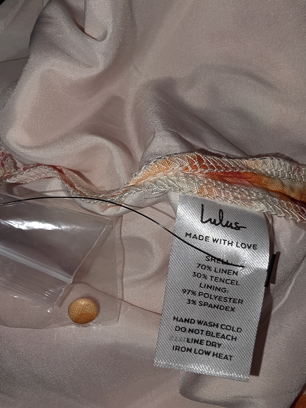 Lulus Sunny Demeanor Orange Floral Linen Blend Romper Long Sleeve Drawstring L - Picture 11 of 11